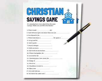 Christian Sayings Game, Fun Christian Trivia for Kids and Adults, Church Activity for Teens Sunday School Game, Bible Games Women's Ministry