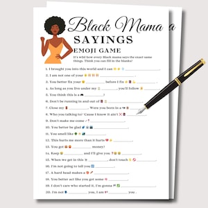 Black Mama Sayings, Black Momma Sayings Baby Shower Game, Black Moma Saying, African American Baby Shower Games Black Mama Trivia Emoji Game