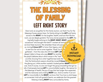 The Blessing of Family Left Right Game, Printable Family Reunion Game for Adults & Kids, Pass the Prize, Family Dinner Pass the Gift Game