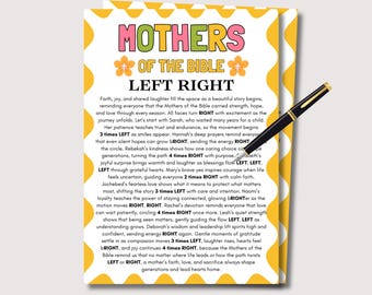 Mothers of the Bible Left Right Game, Fun Christian Mothers Day Game for Kids Adults Womens Ministry Icebreaker Pass the Prize Pass the Gift
