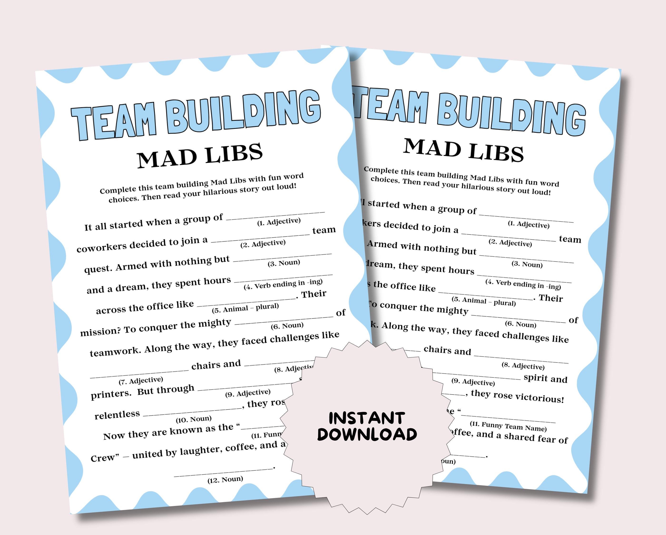 Mad Libs for the Office, Team Building Activities for Office Mad Libs ...