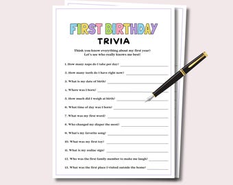 Baby's First Birthday Party Game, Printable 1st Birthday Game, Describe ...