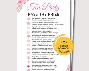 Tea Party Game Geef de prijs door, leuk afdrukbaar theekransjespel voor volwassenen en meisjes, spel voor vrouwen, vrijgezellenfeestspel, afternoon high tea-spel