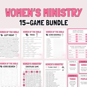 Women&#39;s Ministry Games Bundle, Bible Games for Women Christian Ladies Luncheon Games, Women of the Bible Women Game for Church Games