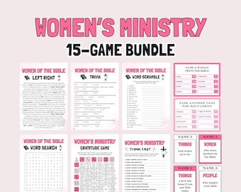 Bundel vrouwenbedieningsspellen, bijbelspellen voor vrouwen christelijke dames lunchspellen, vrouwen van de bijbel vrouwenspel voor kerkspellen