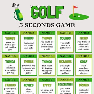 Golf Game Think Quick, Golf Party Game, Golf Themed Game for Golf Birthday, Golf Bachelor Party, Golf Gender Reveal, Golf Retirement Game