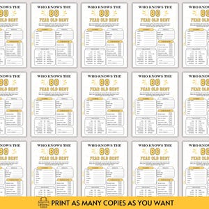80th Birthday Who Knows the 80 Year Old Best Game, Fun 80th Birthday Game for Her Him, 80th Birthday Party Game, Born in 1946 Birthday Game image 3