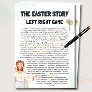 Easter Left Right Game Bible Story Pass The Gift, Printable Church Family Easter Game, Holy Week Activity Religious Easter Game He Is Risen