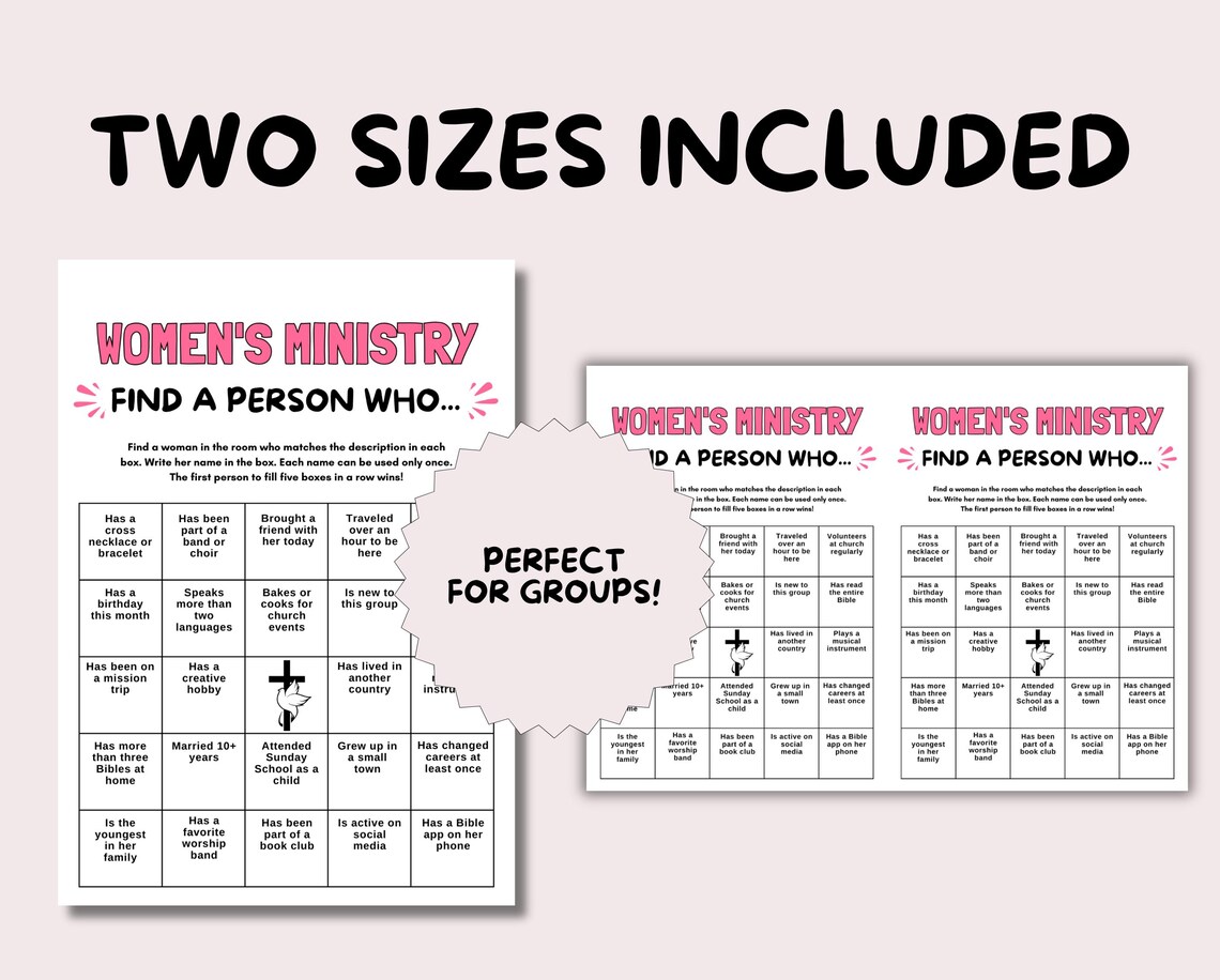 Womens Ministry Game Find Someone Who Bingo, Bible Games for Women ...