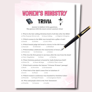 Womens Ministry Trivia, Women&#39;s Ministry Games, Bible Games for Women Church Games, Womens Retreat Game, Christian Ladies Luncheon Games