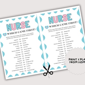 Nurse Which Came First Game, Fun Nurse Game for Medical Party, Nurse Party Trivia Quiz, Nurse Week Activity, Retirement Nurse Medical Game image 3