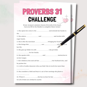 Proverbs 31 Challenge, Fun Women’s Ministry Game, Christian Trivia for Womens Christian Ladies Luncheon Game, Womens Group Church Activity