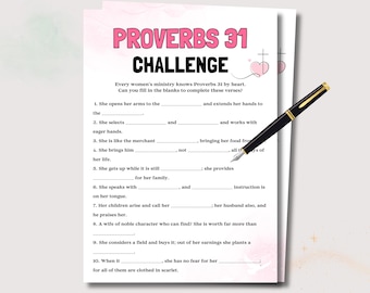 Spreuken 31-uitdaging, leuk bedieningsspel voor vrouwen, christelijke trivia voor dames christelijke dames lunchspel, groepsactiviteit vrouwenkerk