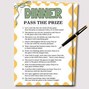 Dinner Party Pass the Prize Game, Fun Dinner Table Game, Dinner Party Games, Dinner Pass the Gift Exchange Game, Pass the Present Game