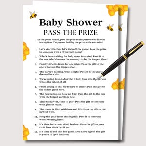 Pass the Prize Baby Shower Game, Baby Shower Pass the Prize Poem, Baby Shower Games, Baby Shower Left Right Game, Pass the Gift Baby Shower