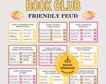 Book Club Friendly Feud Game, Fun Printable Book Club Icebreaker for Adults & Kids, Book Theme Family Feud Questions Bookish Activity Trivia