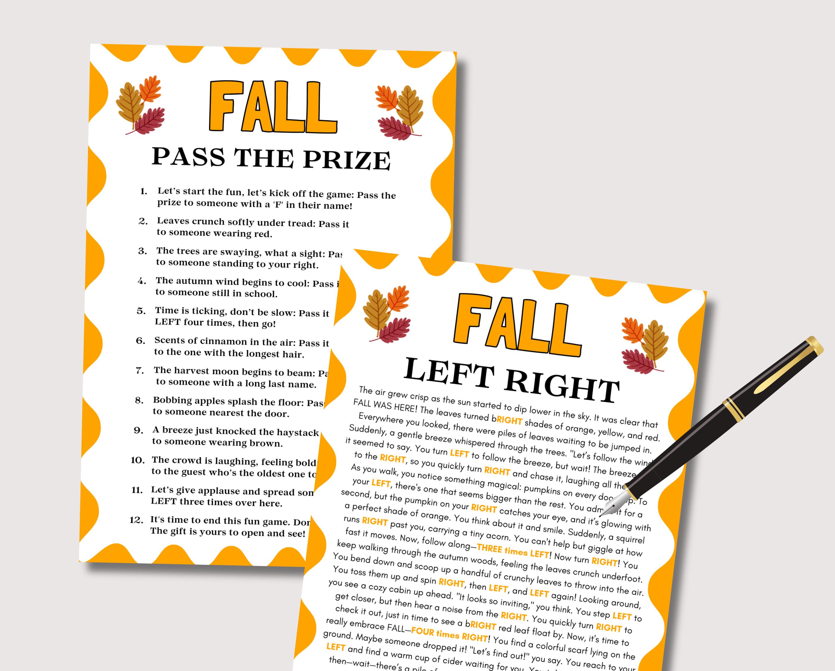 Fall Games Bundle, Funny Fall Games for Adults Kids Seniors, Autumn ...