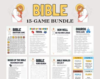 Bible Games Bundle, Fun Bible Games for Kids and Adults, Teen Sunday School Games, Kids Christian Games Bible Trivia Games for Church Trivia