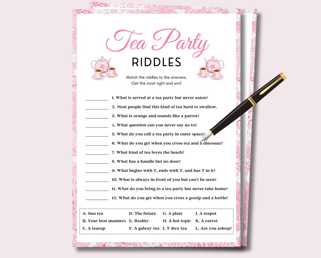 Tea Party Riddles Tea Party Games, Adult Tea Party Game for Ladies Tea ...