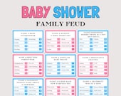 Baby Family Feud Game, Fun Printable Baby Shower Game, Baby Shower Family Feud, Friendly Feud, Baby Shower Trivia Quiz, Baby Feud Game
