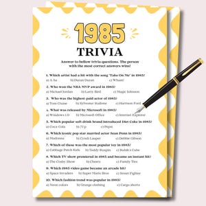 Juego de trivia de 1985, Trivia de cumpleaños número 40, Juego de cumpleaños número 40, Datos curiosos de cumpleaños de 1985, Nacido en 1985, En 1985, Trivia de cumpleaños de 1985