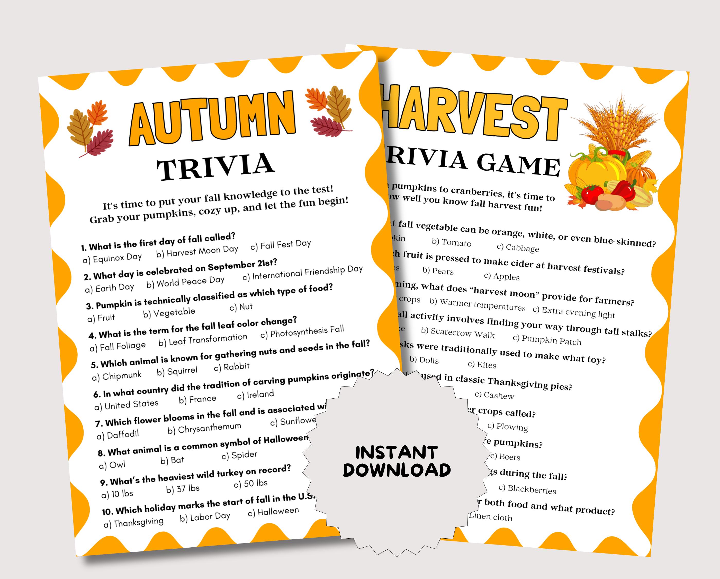 Fall Games Bundle, Funny Fall Games for Adults Kids Seniors, Autumn ...