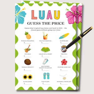 Luau Games Guess the Price, Luau Party Games, Hawaiian Themed Game, Summer Party Games, Hawaiian Games, Tropical Games Luau Adult Kids Games