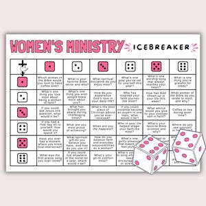 Womens Ministry Game Icebreaker Dice Game, Bible Games for Women Church Games, Christian Ladies Luncheon Games, Icebreaker Womens Ministry