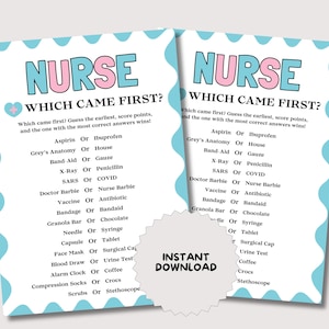 Nurse Which Came First Game, Fun Nurse Game for Medical Party, Nurse Party Trivia Quiz, Nurse Week Activity, Retirement Nurse Medical Game image 4