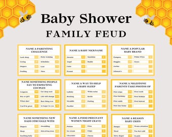Baby Shower Family Feud Game, Funny Baby Shower Game, Baby Shower Friendly Feud Game, Baby Shower Trivia Quiz, Printable Baby Feud Game