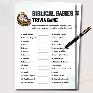 Bible Games Babies Bible Trivia, Bible Trivia Game Printable, Bible Games for Youth Adults, Women&#39;s Ministry Games, Bible Baby Shower Games