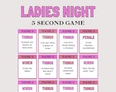 Ladies Night 5 Second Game, Fun Ladies Night Think Fast Game, Girls Night Games for Adult Women, Girls Night Out Games, Ladies Night Games