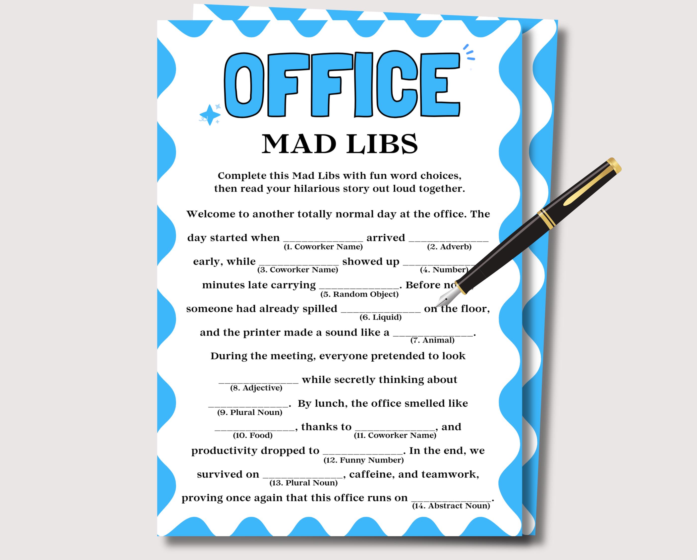 Mad Libs for Office, Fun Team Building Game for Staff, Office Party ...