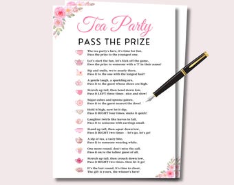 Tea Party Pass the Prize, Adult Tea Party Games for Girls Women, Tea Party Left Right Game, High Tea Party Pass the Prize, Urban Tea Party