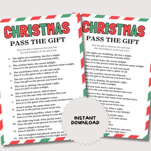 Pass the Gift, Fun Christmas Game for Adults Kids, Pass The Prize Poem, Gift Exchange Game, Office Christmas Party Game, Pass the Present