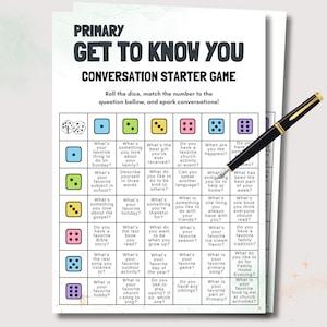 LDS Primary Activity, LDS Printable Icebreaker Game, Sunday School Getting To Know You Game, Conversation Starter Roll and Tell Game