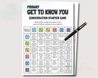 LDS Primary Activity, LDS Printable Icebreaker Game, Sunday School Getting To Know You Game, Conversation Starter Roll and Tell Game