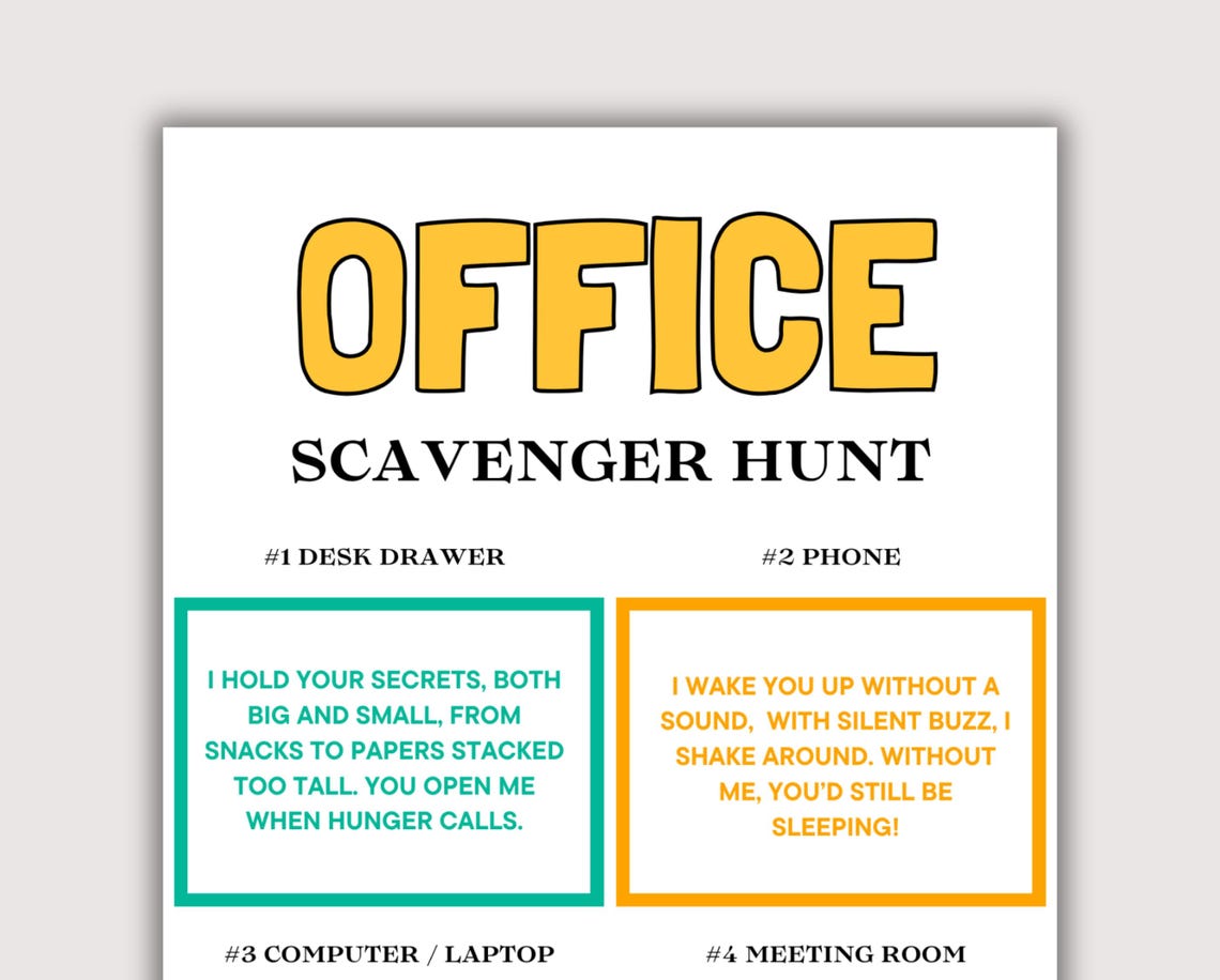 Office Scavenger Hunt, Workplace Scavenger Hunt, Work Scavenger Hunt ...