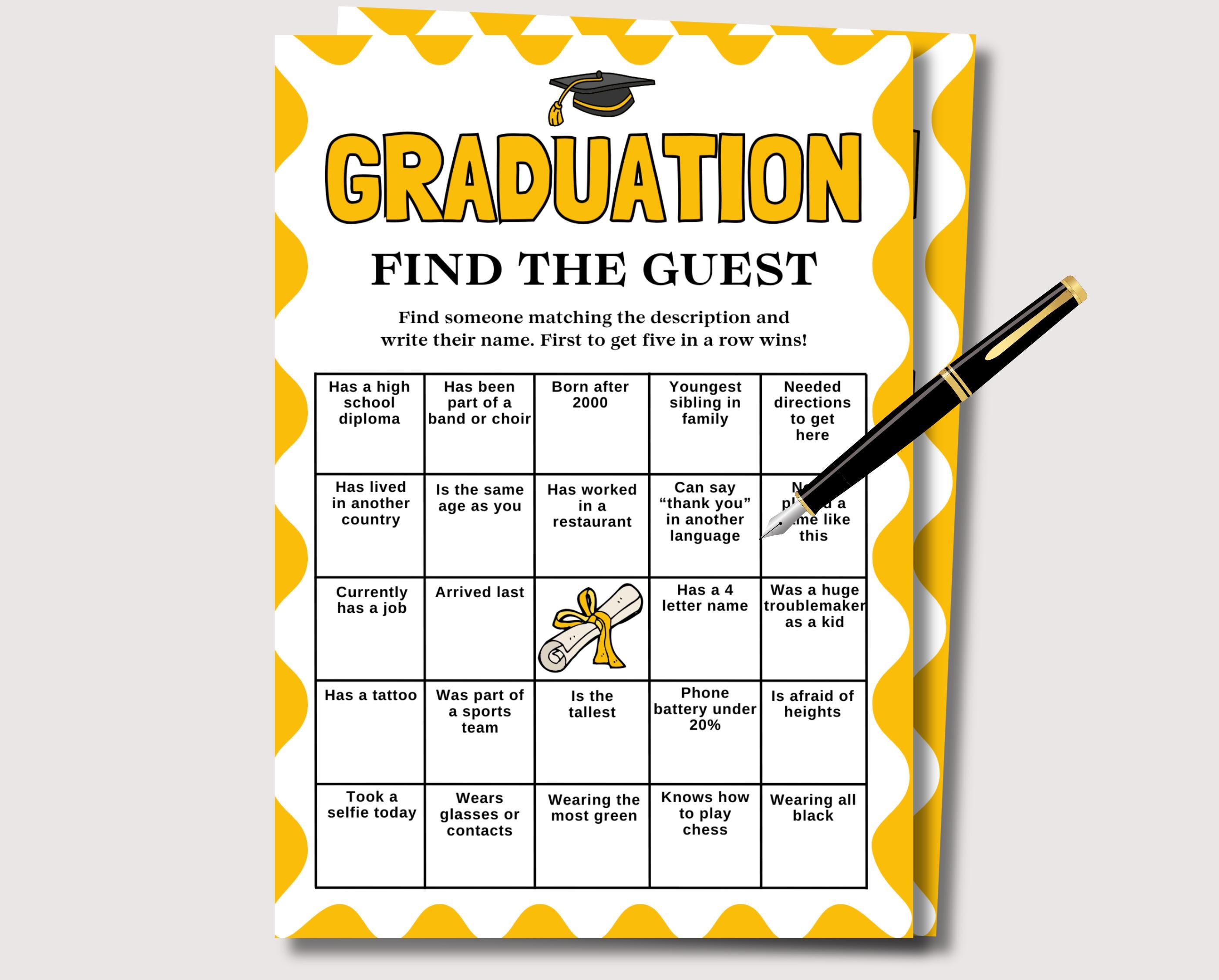 Graduation Find the Guest, Fun Printable Graduation Party Game ...