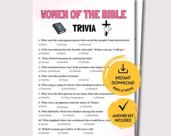 Women of the Bible Trivia Game, Fun Printable Womens Ministry Game, Group Church Party Game, Ladies Christian Icebreaker Game Womens Retreat