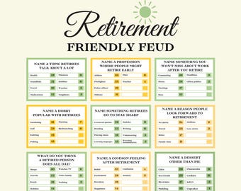 Retirement Friendly Feud Game, Fun Printable Retirement Party Activity, Retirement Family Feud Trivia Quiz, Retiree Retired Game Favors