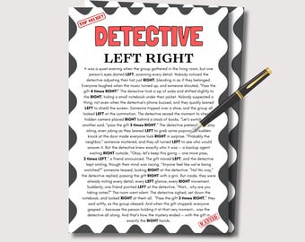 Detective Left Right Game, Spy Game for Adults Kids, Detective Games, Spy Theme Games, Kids Detective Game, Pass the Prize, Pass the Gift