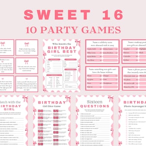 Sweet 16 Games Bundle, 16th Birthday Games, Sweet 16 Party Games, Pink Sweet Sixteen 2009 Party Games, Teen Birthday Games Slumber Party