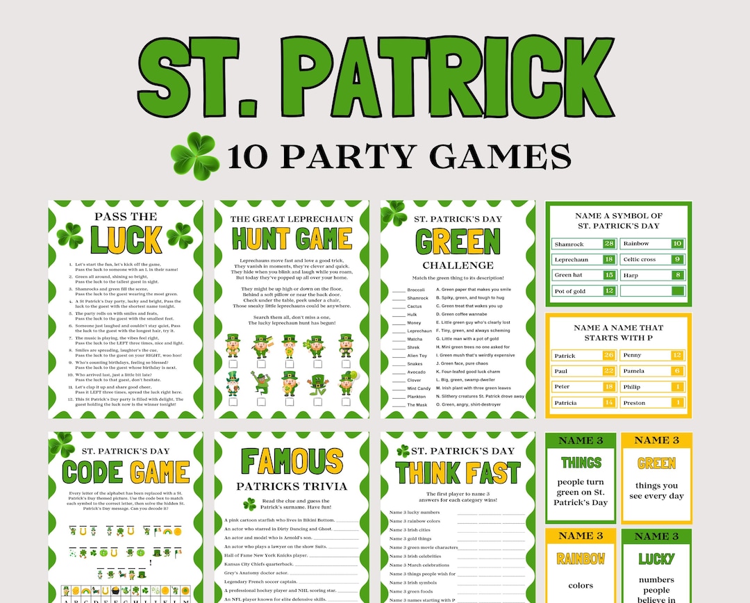 St Patrick's Day Games Bundle, Fun Saint Patricks Day Games for Kids ...