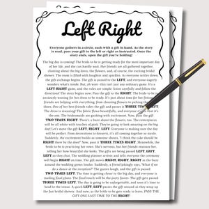 Left Right Bridal Shower Game, Bow Bridal Shower Prize Rhyme Game, Bridal Left Right Poem, Fun Bridal Shower Activities Bridal Party Games