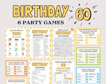 Paquete de juegos para el 60.º cumpleaños, divertidos juegos para ella y él, juegos para la fiesta del 60.º cumpleaños de 1966, juegos para cumpleaños de 1966