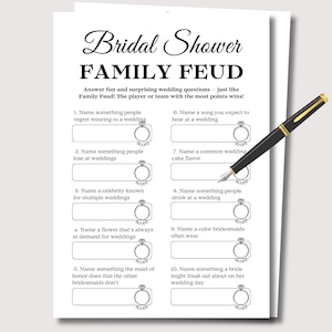 Bridal Shower Family Feud Game, Printable Bridal Shower Game, Bridal Feud Game, Bachelorette Party Game, Bridal Trivia Game, Hen Party Game