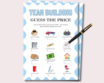 Team Building Activity Guess the Price, Printable Office Games, Work Game for Team Building, Team Building Activities for Office Party Game
