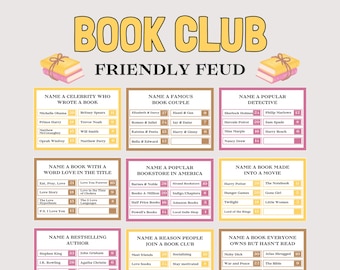 Book Club Friendly Feud Game, Fun Book Club Game for Group, Book Club Icebreaker, Book Theme Printable Games for Book Club Literary Games