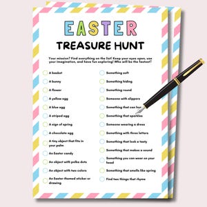 Easter Scavenger Hunt for Kids Printable, Outdoor Easter Egg Treasure Hunt Game, Easter Game for Kids, Easter Party Game Classroom Activity